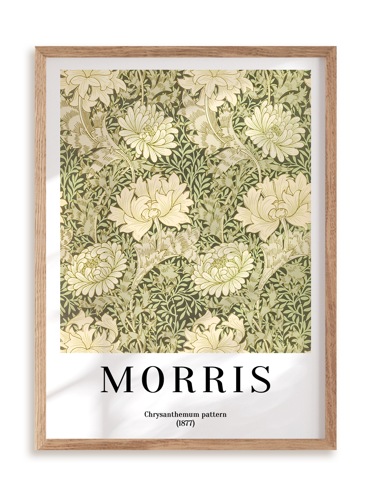 Plakat William Morris - Chrysanthemum pattern (1877) w ramie drewnianej