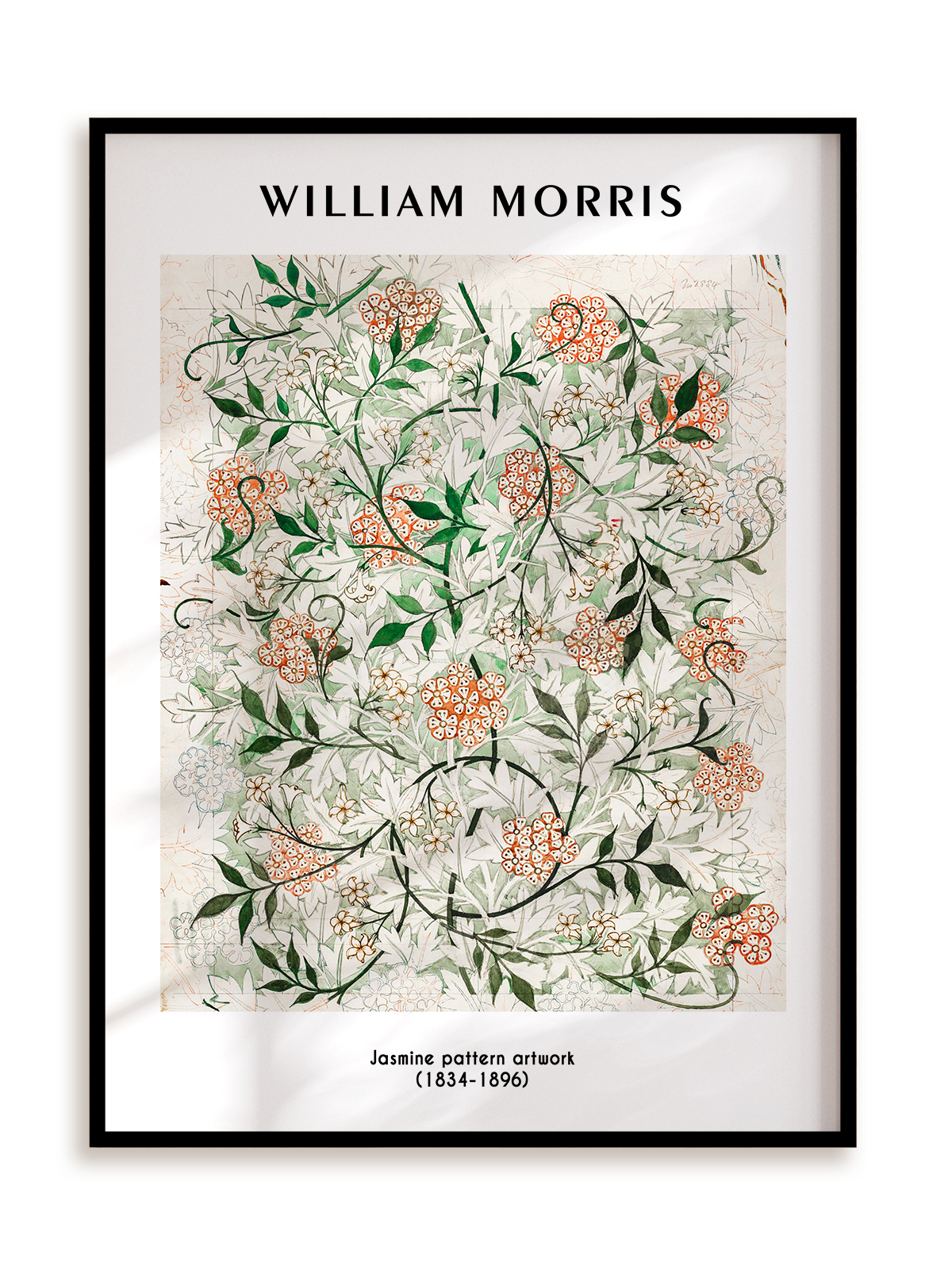 Plakat William Morris - Jasmine pattern artwork (1834-1896) w ramie aluminiowej