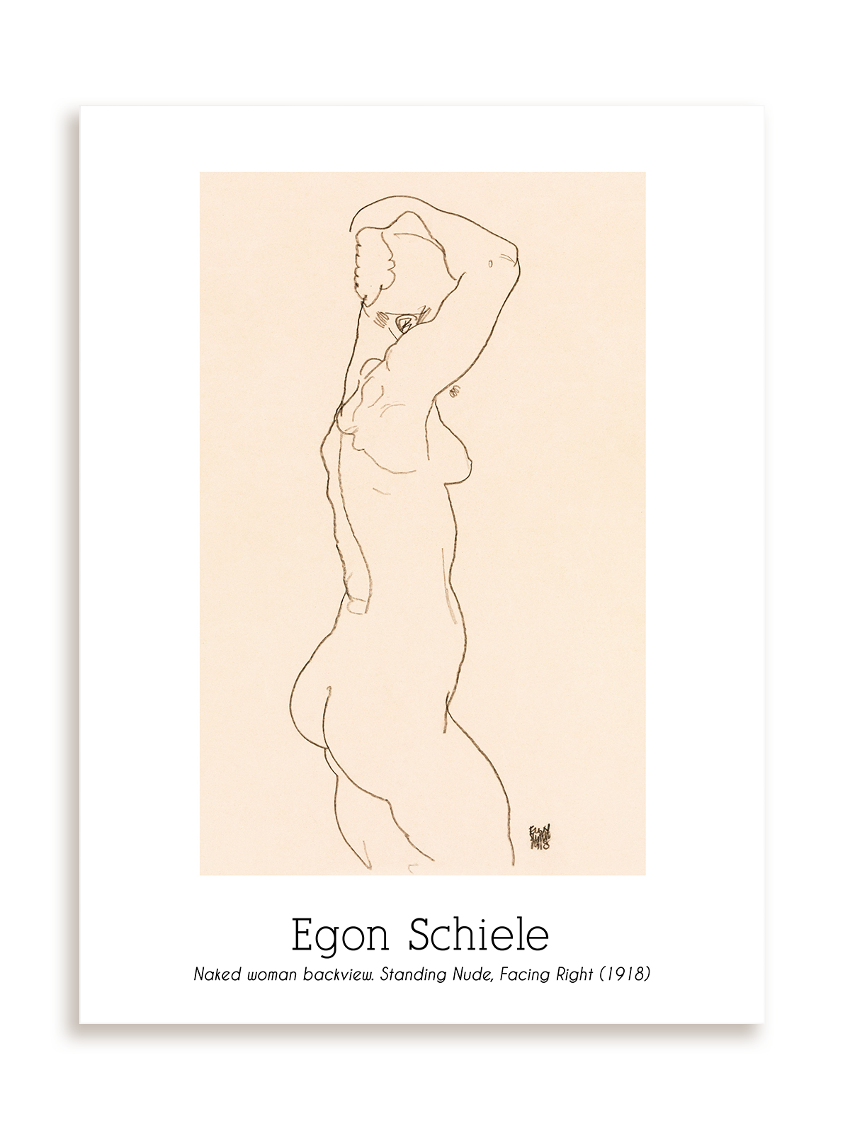 Plakat Egon Schiele - Naked woman backvivew (1918) bez ramy