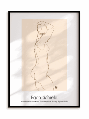 Plakat Egon Schiele - Naked woman backvivew (1918) w ramie aluminiowej