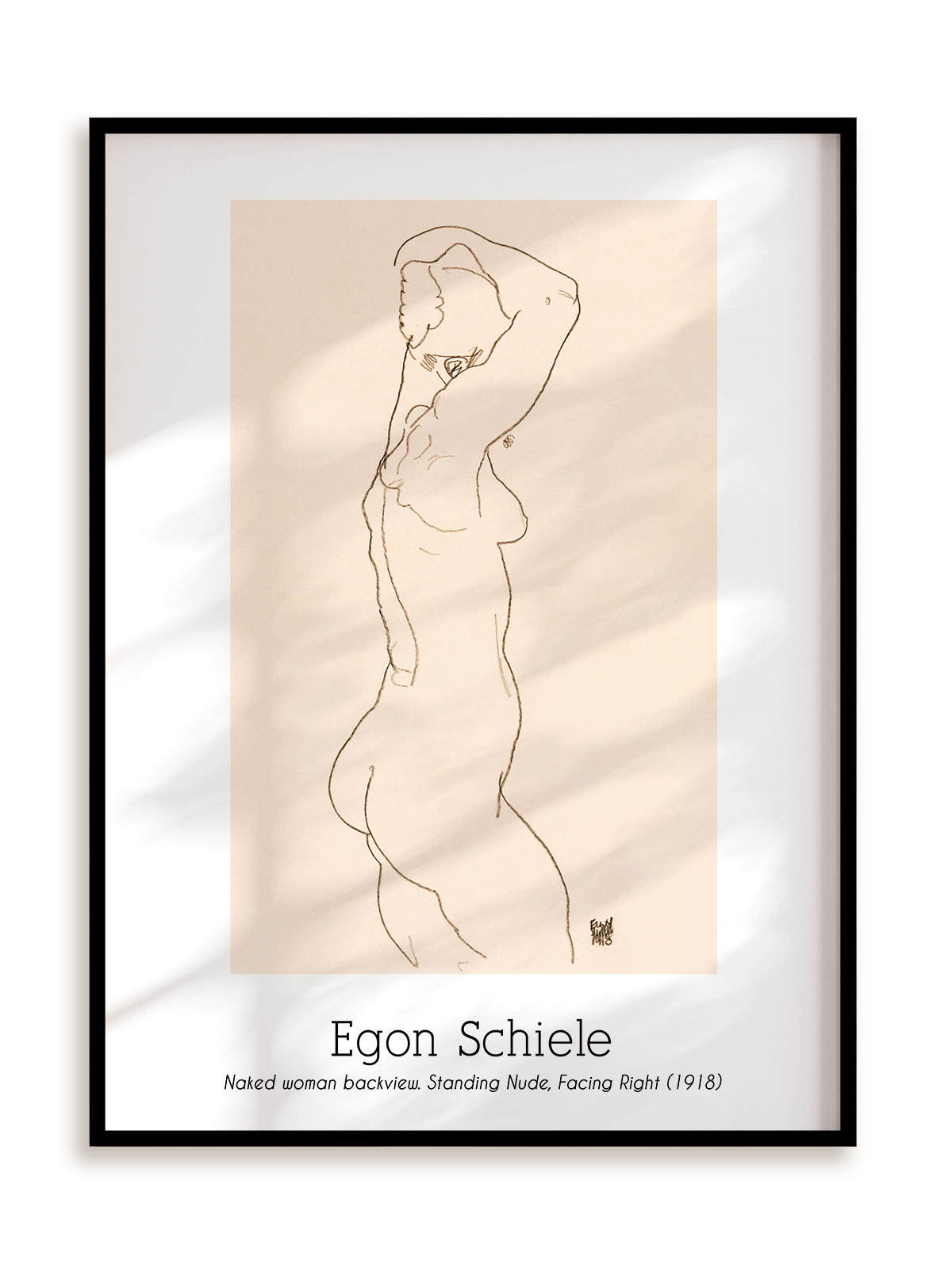 Plakat Egon Schiele - Naked woman backvivew (1918) w ramie aluminiowej
