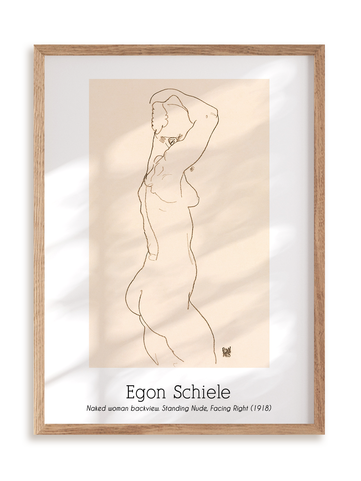 Plakat Egon Schiele - Naked woman backvivew (1918) w ramie drewnianej