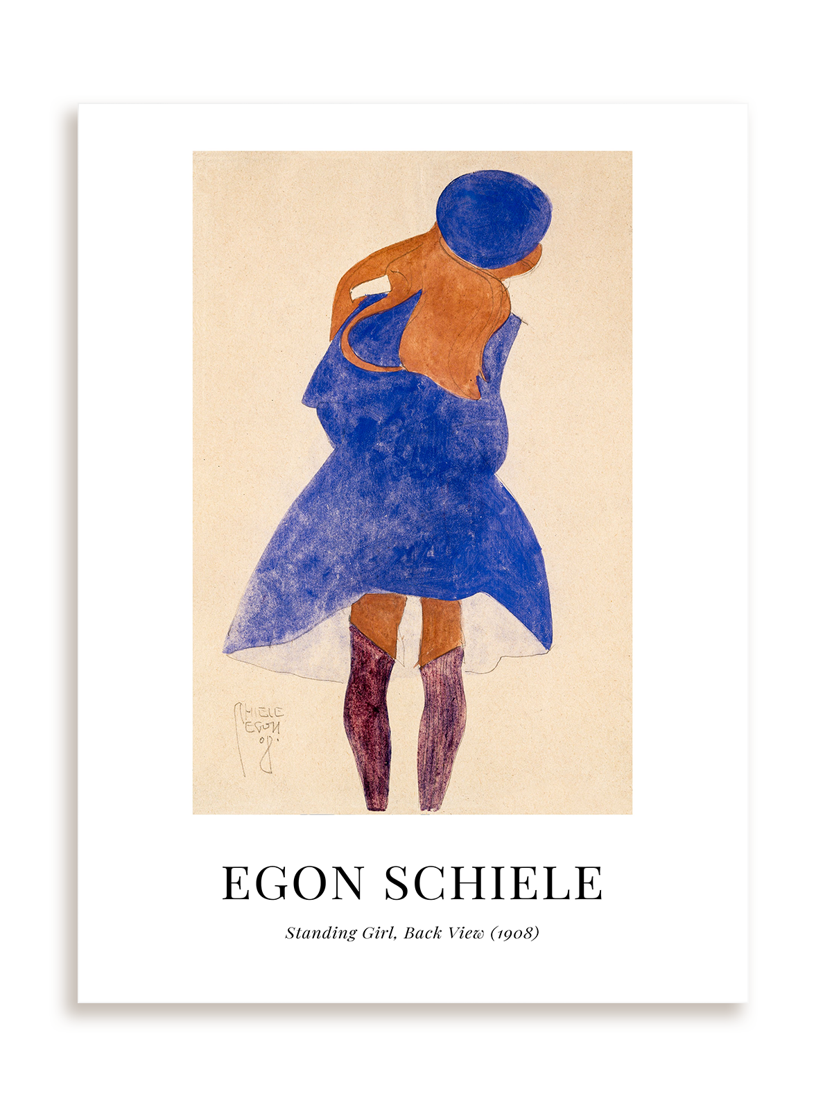 Plakat Egon Schiele - Standing Girl, Back View (1908) bez ramy