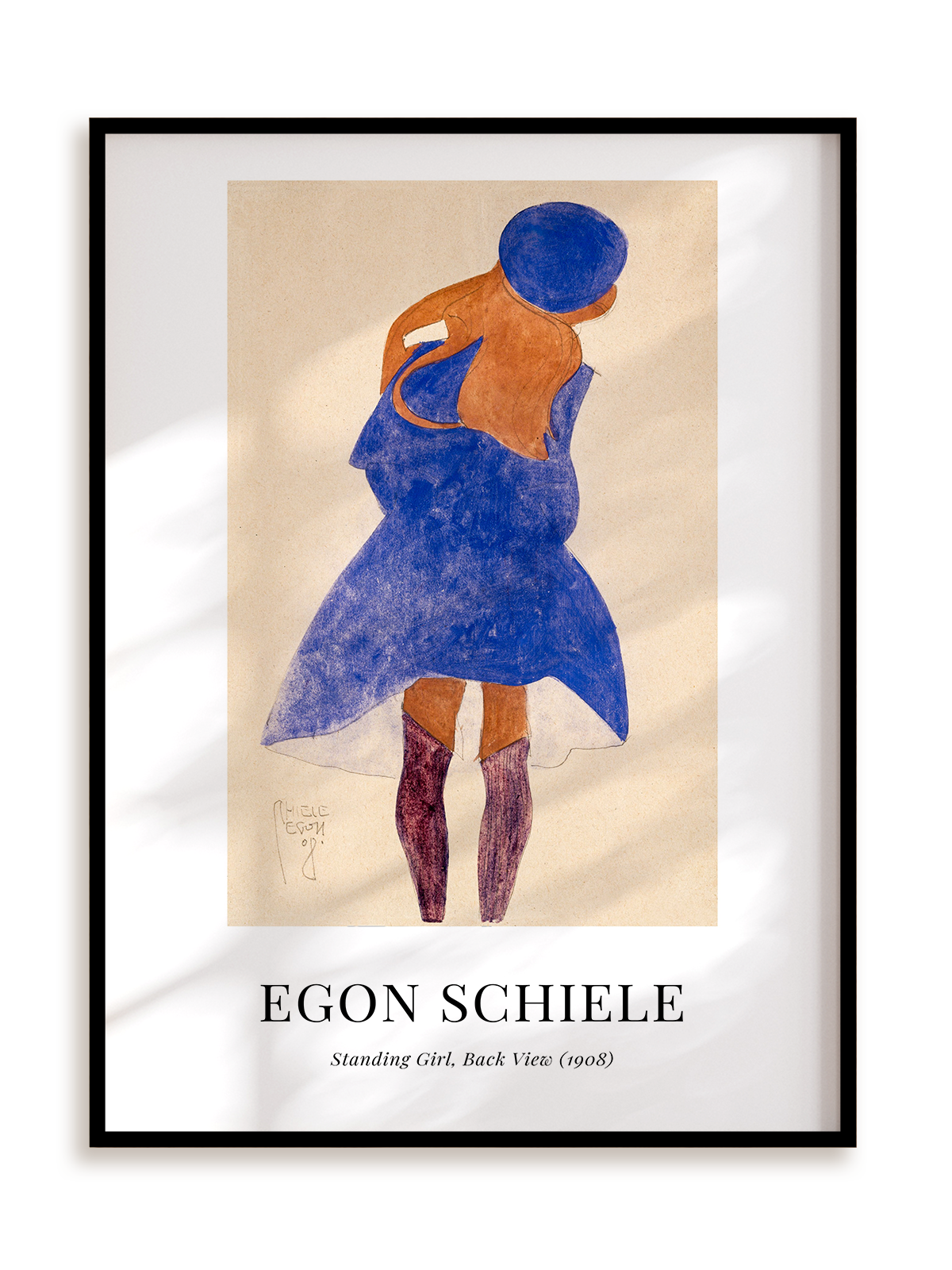 Plakat Egon Schiele - Standing Girl, Back View (1908) w ramie aluminiowej