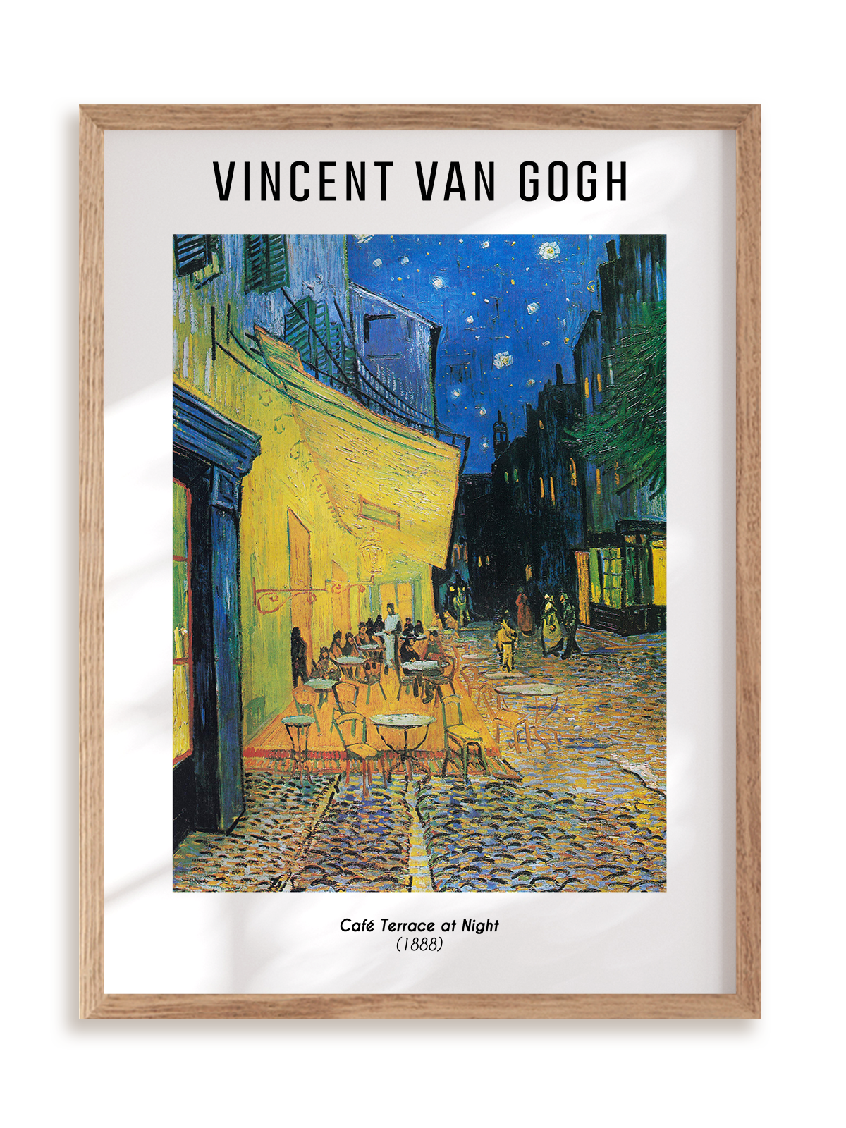 Plakat Vincent Van Gogh - Café Terrace at Night (1888) w ramie drewnianej