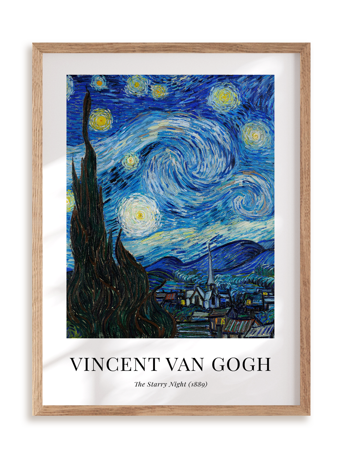 Plakat Vincent Van Gogh - The Starry Night (1889) w ramie drewnianej