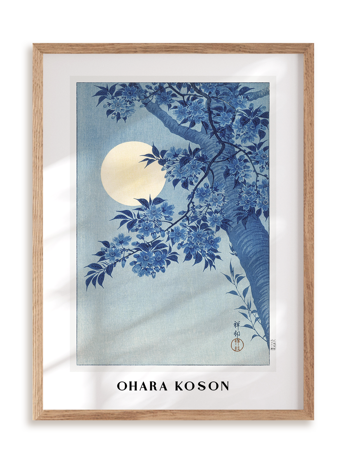 Plakat Ohara Koson - Blossoming cherry w ramie drewnianej