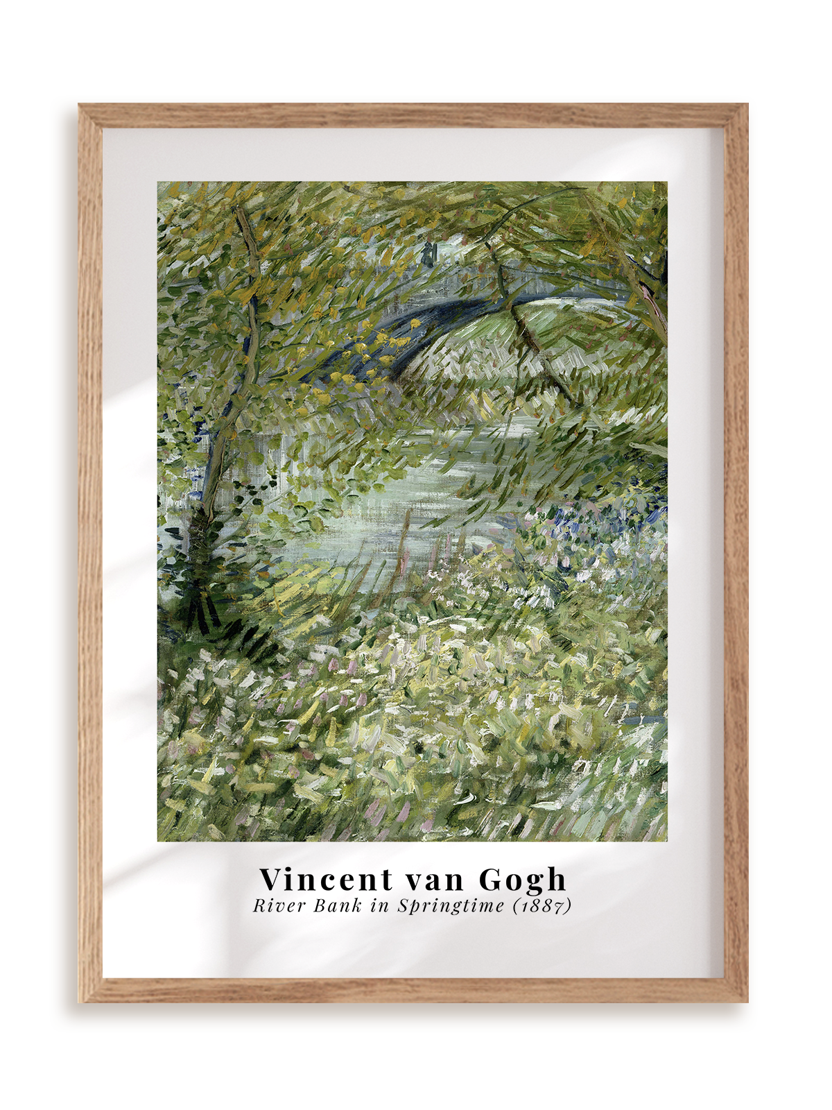 Plakat Vincent van Gogh - River bank in springtime w ramie drewnianej