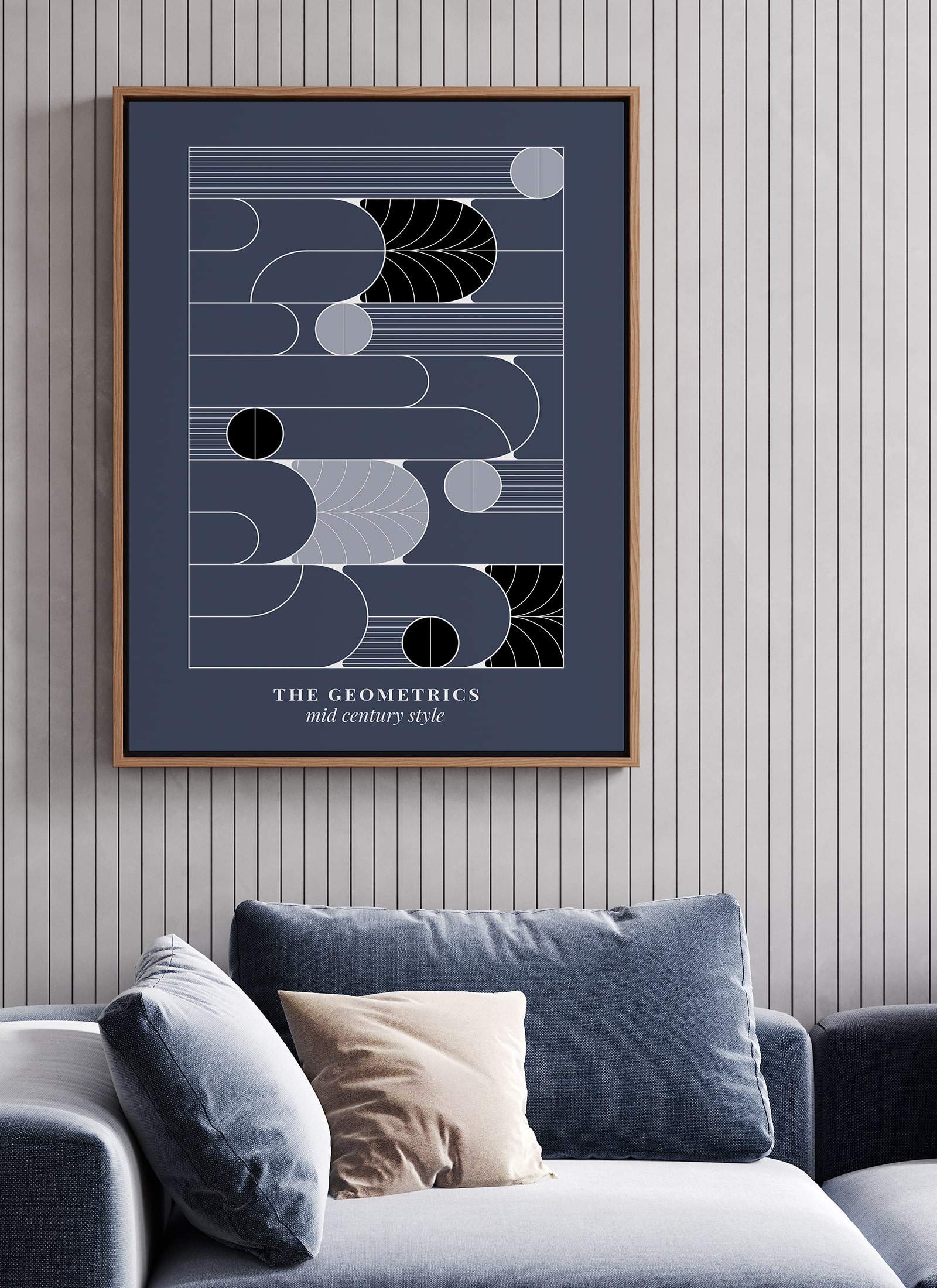 Plakat Mid century modern in blue bez ramy - obrazek 2