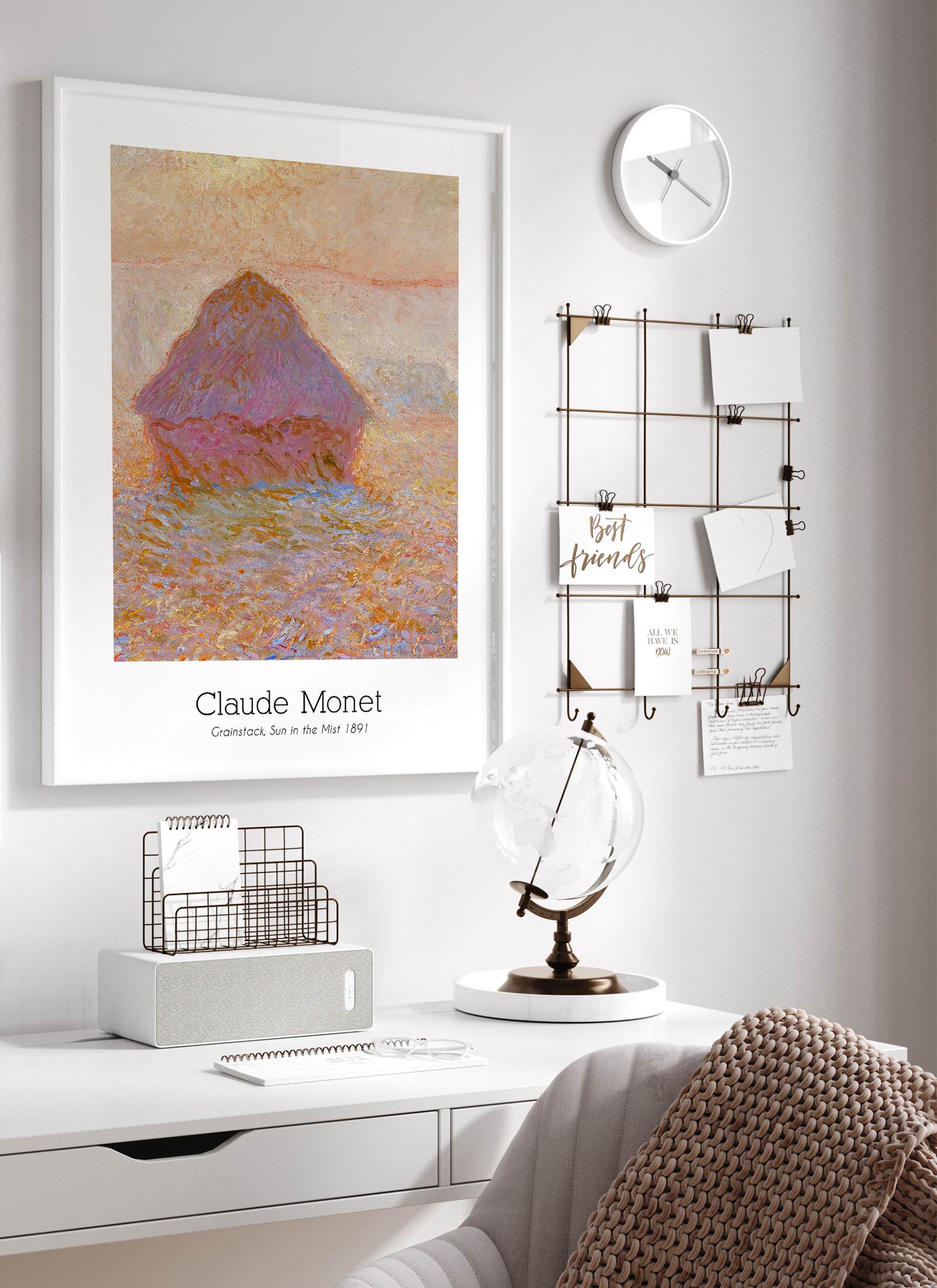 Plakat Claude Monet - Grainstack, Sun in the Mist (1891) bez ramy - obrazek 2