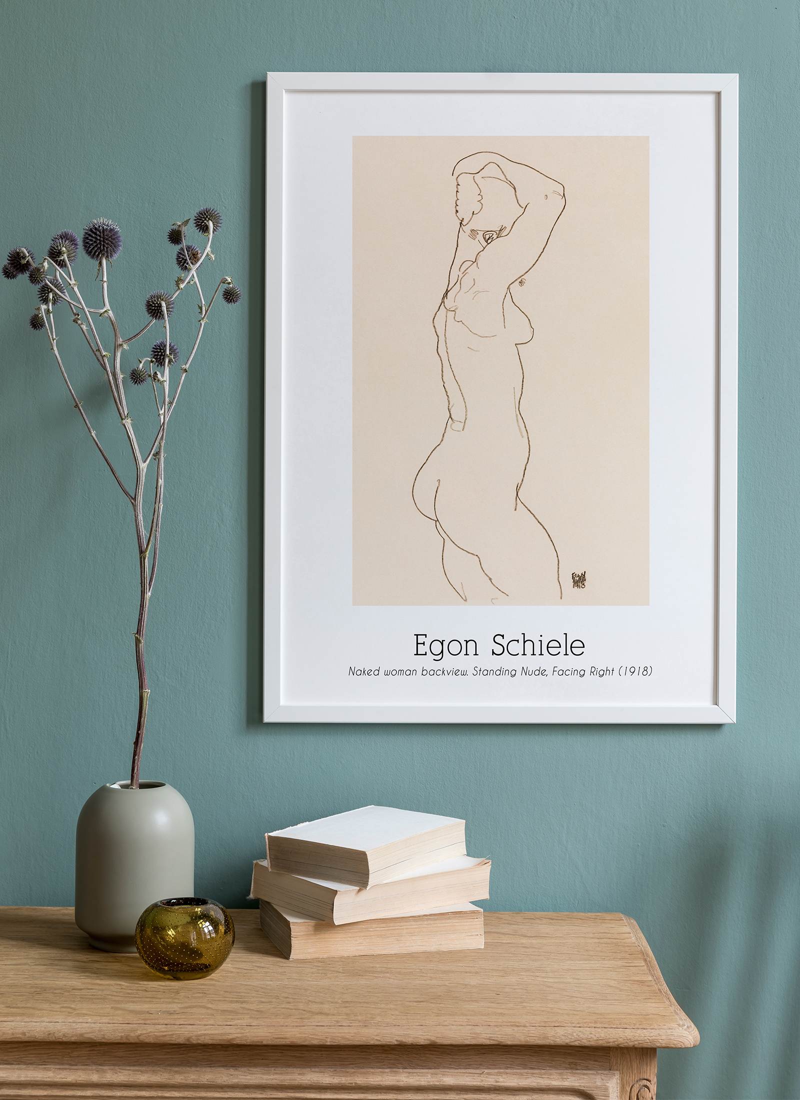 Plakat Egon Schiele - Naked woman backvivew (1918) bez ramy - obrazek 2